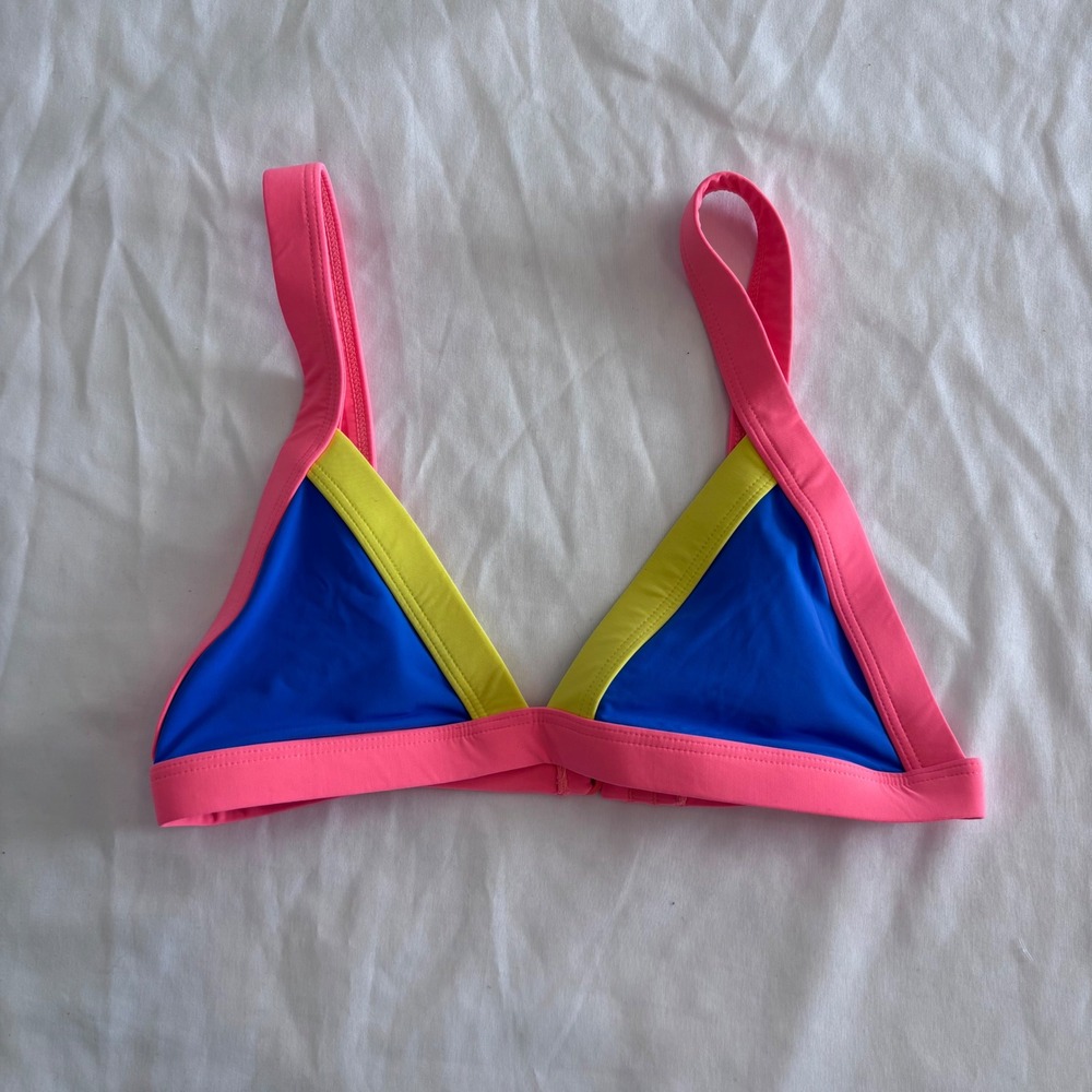 Oneone colorful color block triangle bikini top swim summer size small
